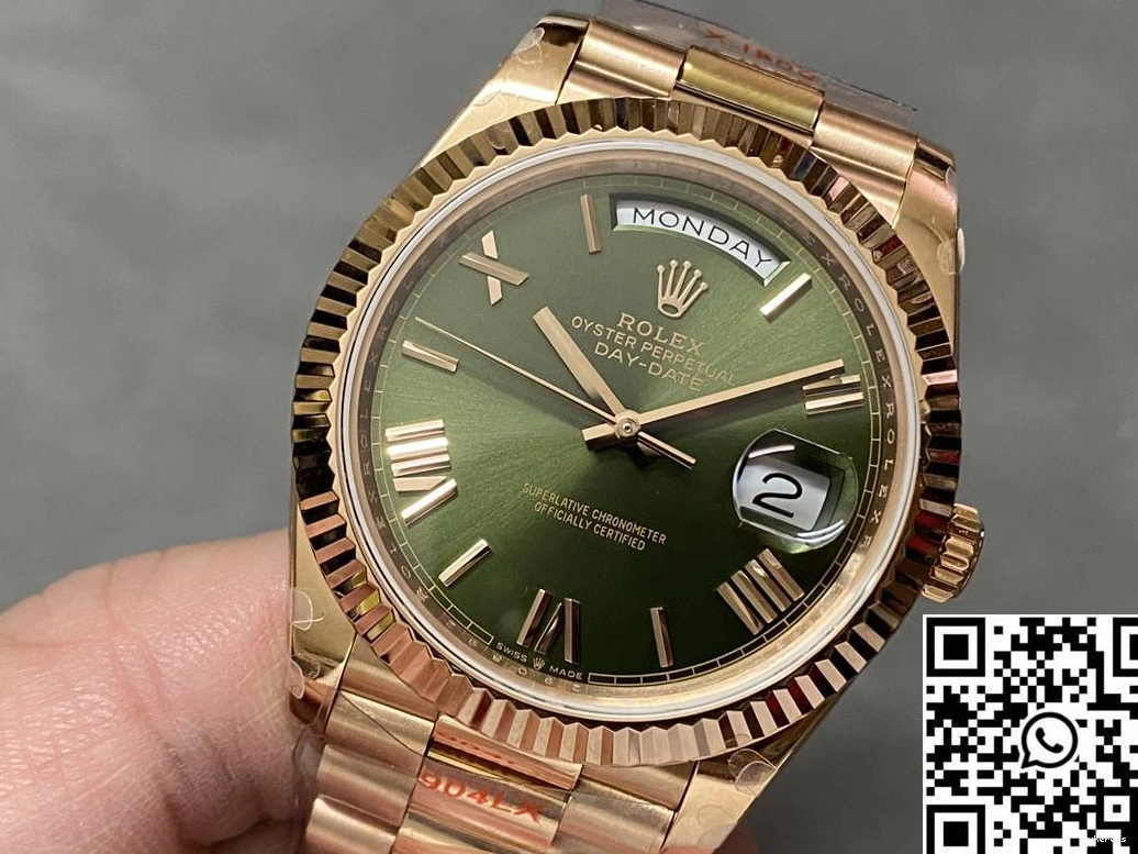 QF Rose Factory Steel Dial Rolex Green Day M228235-0025 Date Tungsten v5 Gold 0217